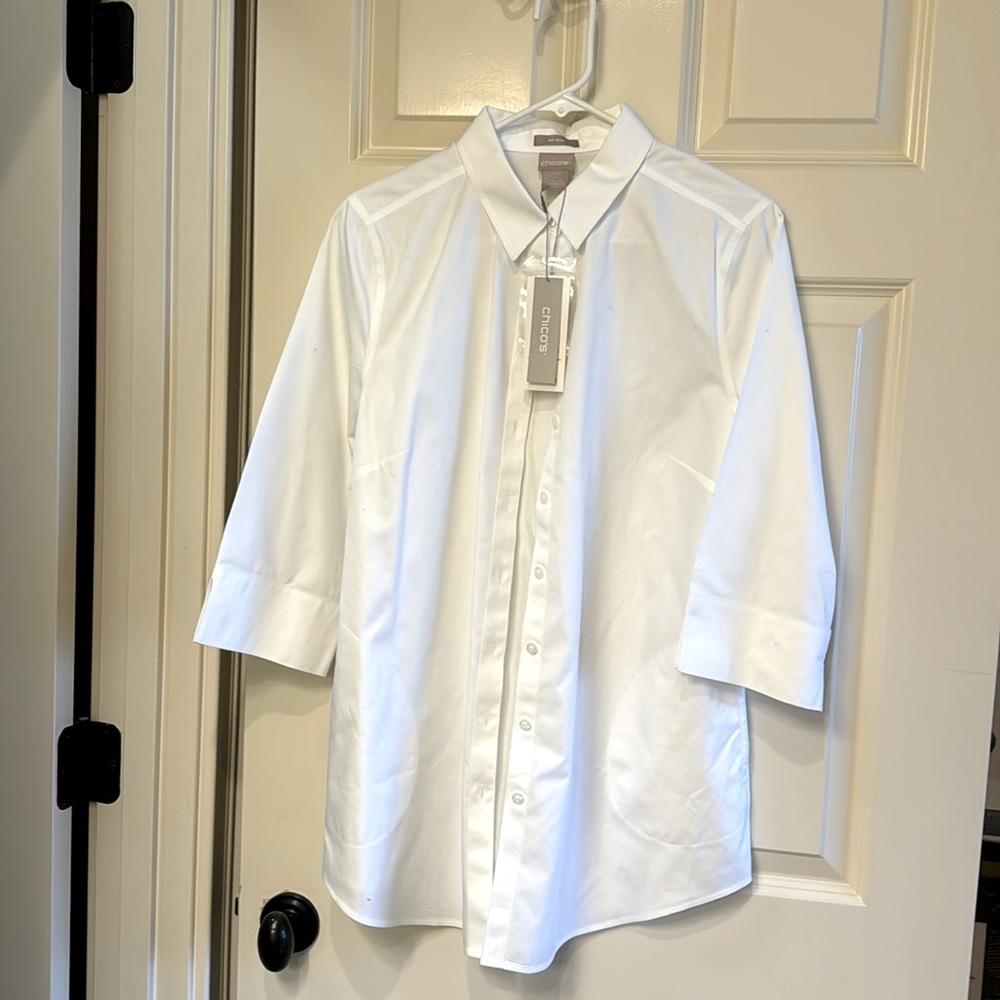 Chico’s No Iron Cotton pocket Tunic size 1, w/pockets